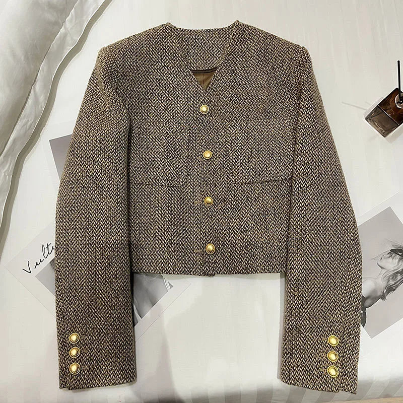 Gina | Women's Cropped Collarless Jacket with Chic Style