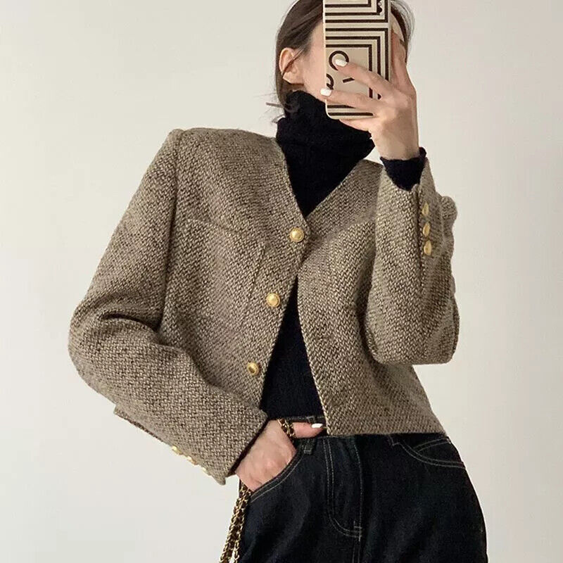 Gina | Women's Cropped Collarless Jacket with Chic Style