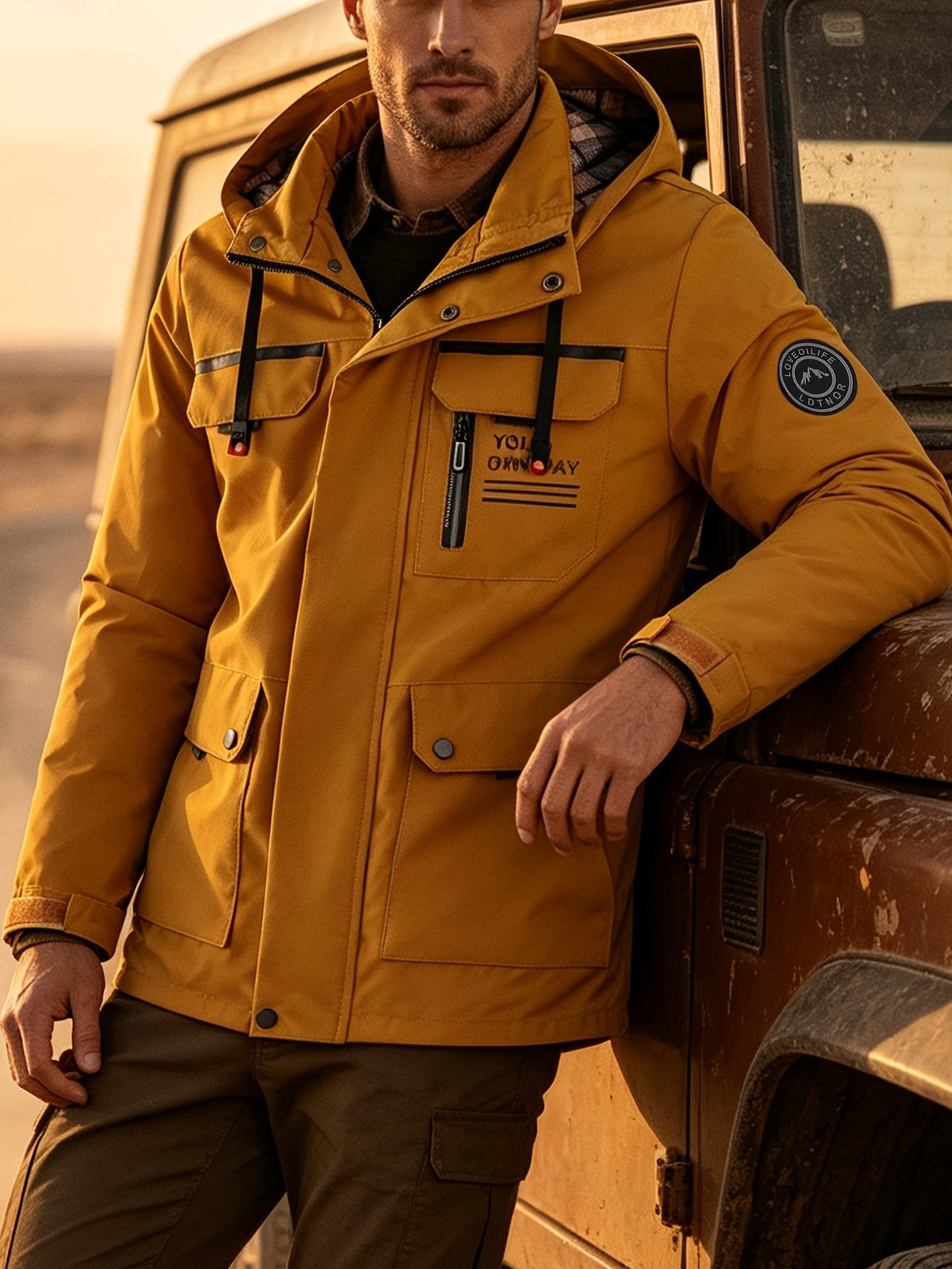 Frank | Men's Hooded Alphabet Zip-Up Jacket