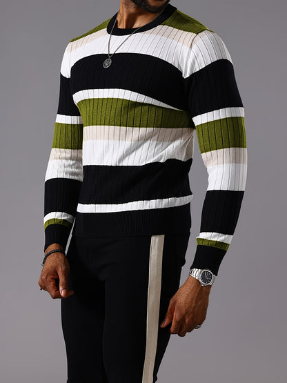 Charlie | Men's Stylish Colourblock Rib-Knit Jumper for Winter