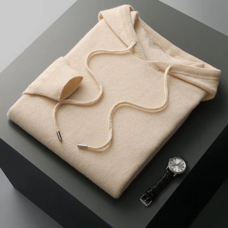 Theo | Men's Drawstring Knit Hoodie for Winter