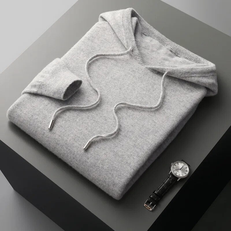 Theo | Men's Drawstring Knit Hoodie for Winter