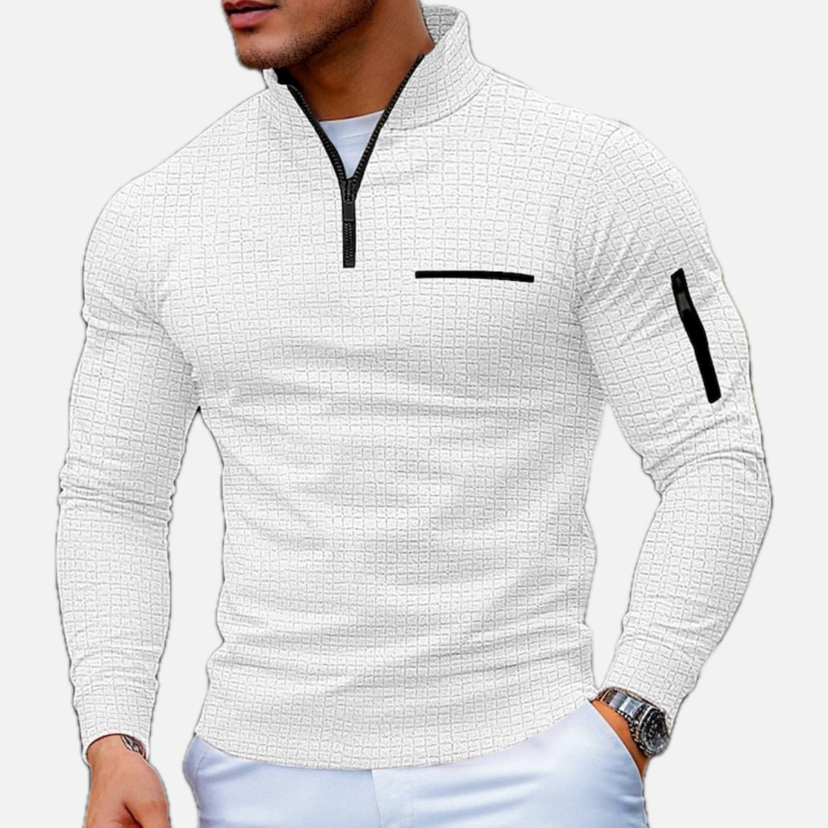 Sebastian | Men's Colour-Block Half-Zip Jumper for Winter