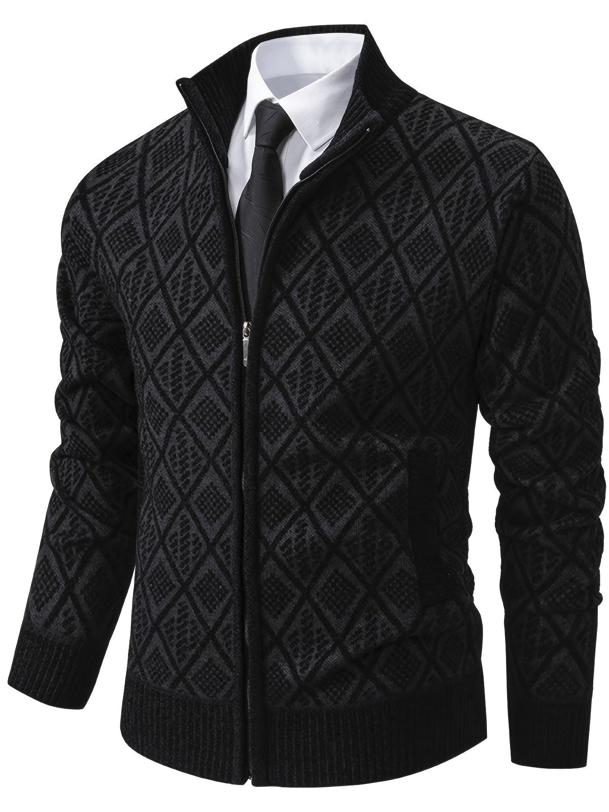Reuben | Men's Stylish Geometric Knit Cardigan for Winter
