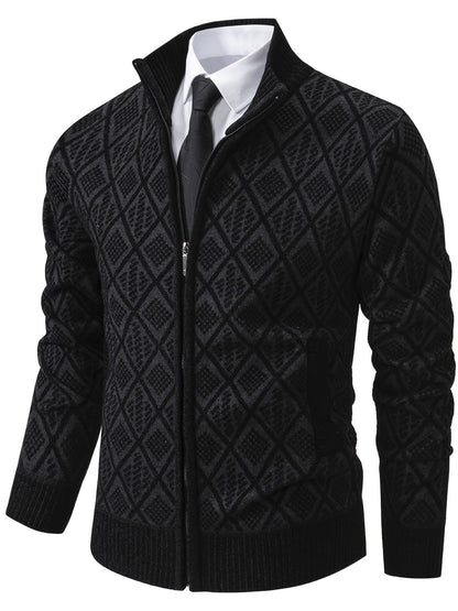 Reuben | Men's Stylish Geometric Knit Cardigan for Winter