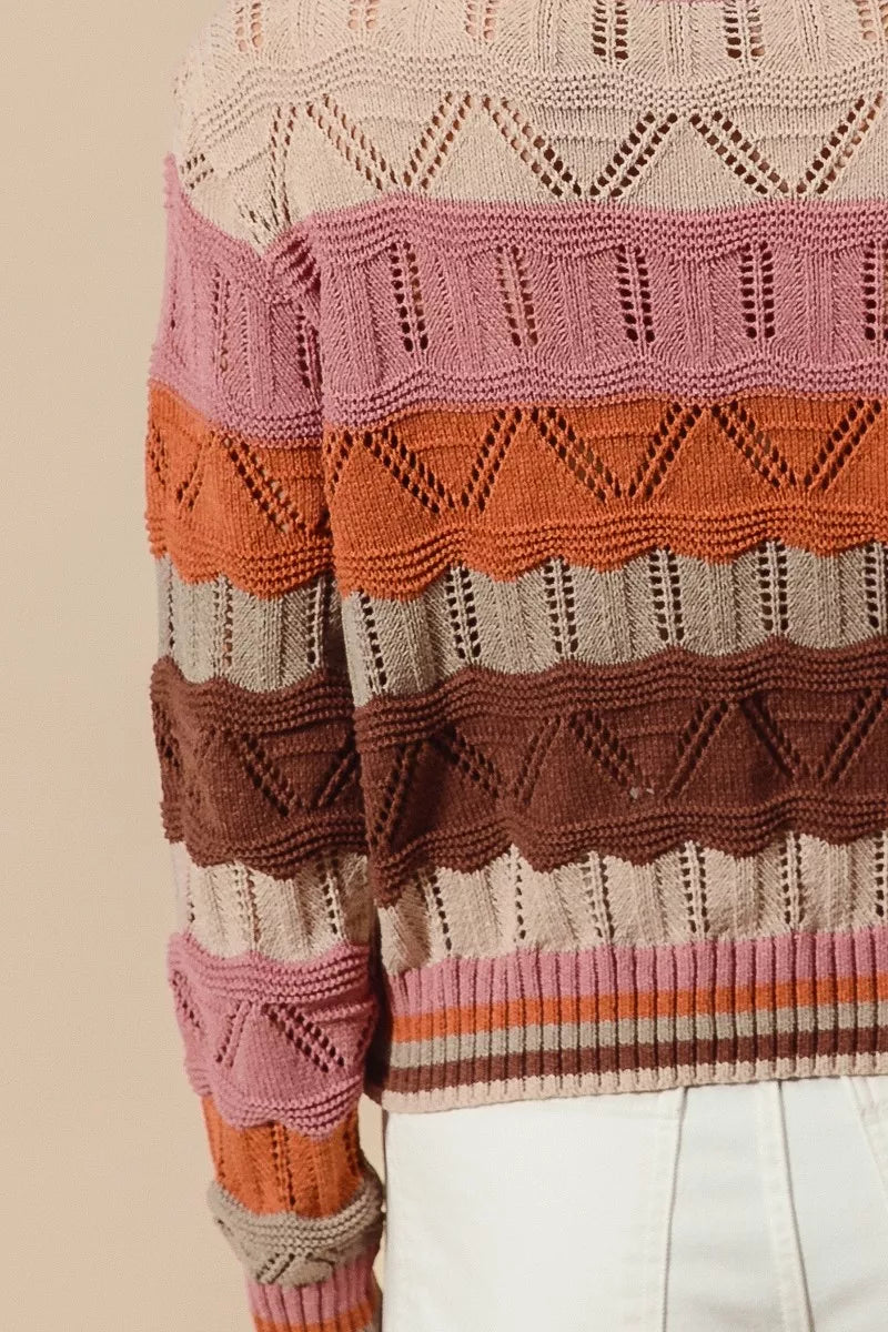 Jamie | Women's Cosy Striped Longline Knit Jumper for Winter