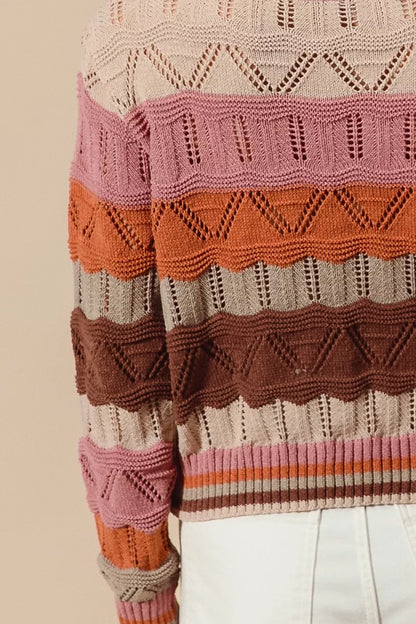 Jamie | Women's Cosy Striped Longline Knit Jumper for Winter