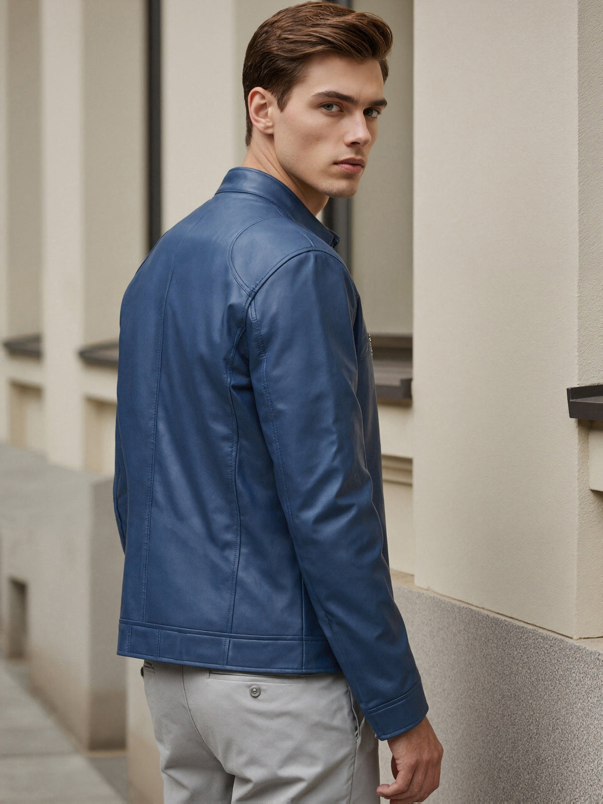 Freddie | Men's Stand Collar PU Leather Jacket
