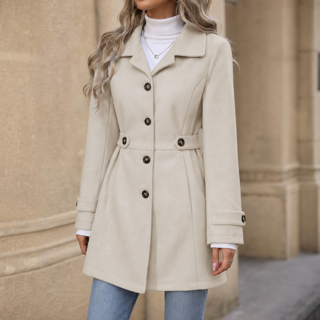 Elegant Belted Tailored-Blend Trench Coat