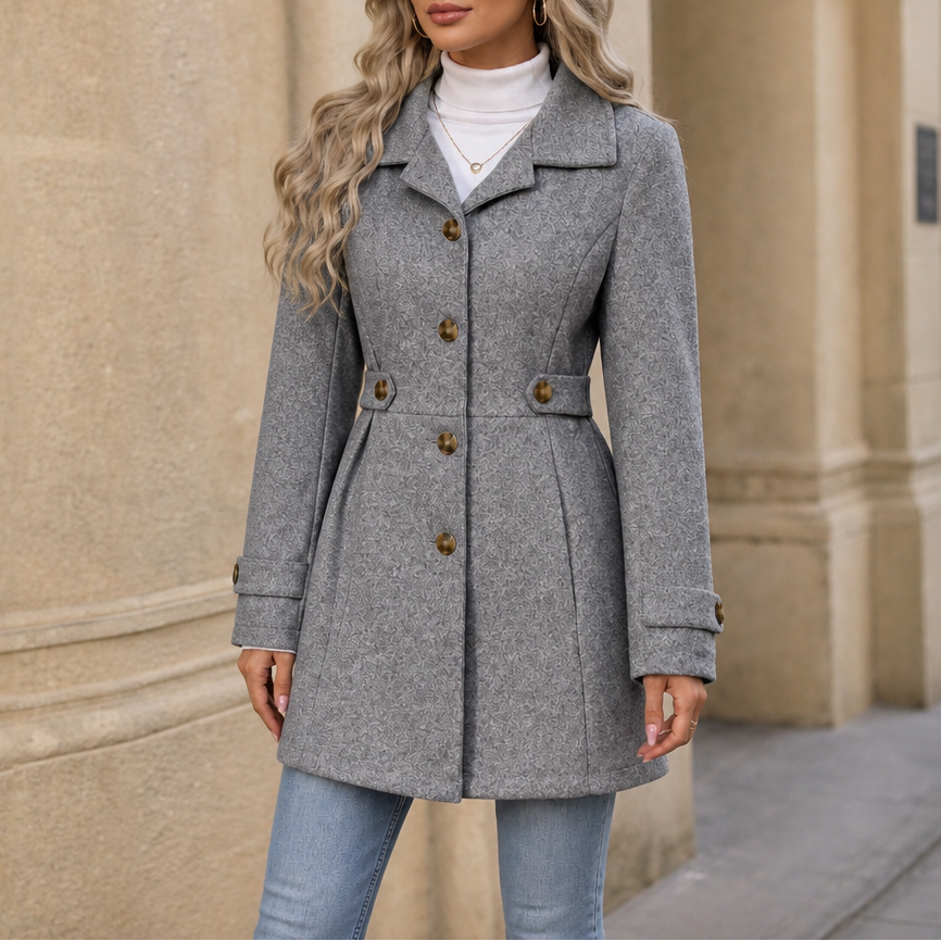 Elegant Belted Tailored-Blend Trench Coat