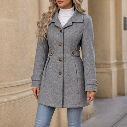 Elegant Belted Tailored-Blend Trench Coat