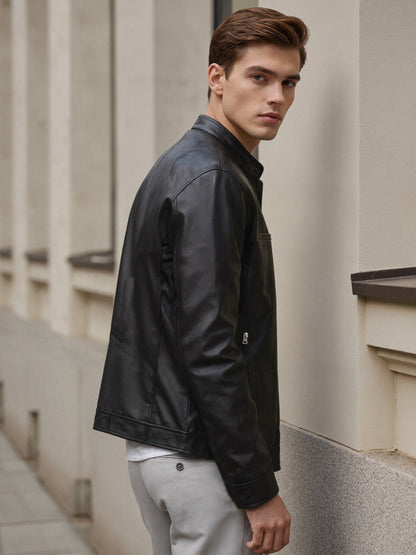 Freddie | Men's Stand Collar PU Leather Jacket