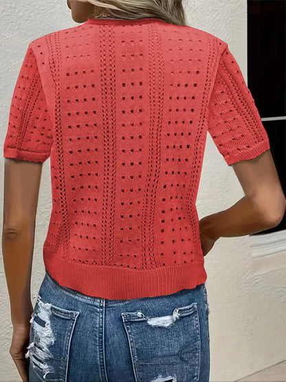 Elena | Textured Hollow-Knit Cardigan for Winter