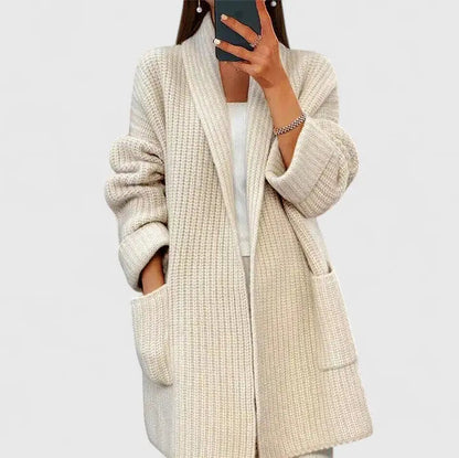 Ianthe | Women's Cosy Waffle-Knit Cardigan with Notched Lapels for Winter