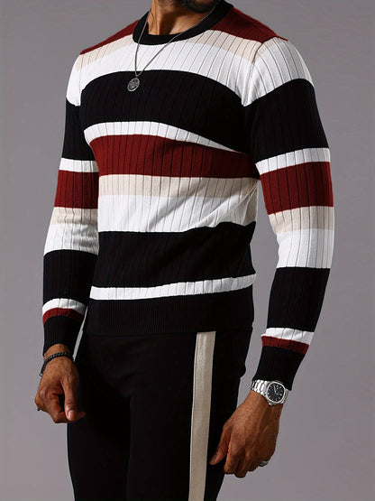 Charlie | Men's Stylish Colourblock Rib-Knit Jumper for Winter