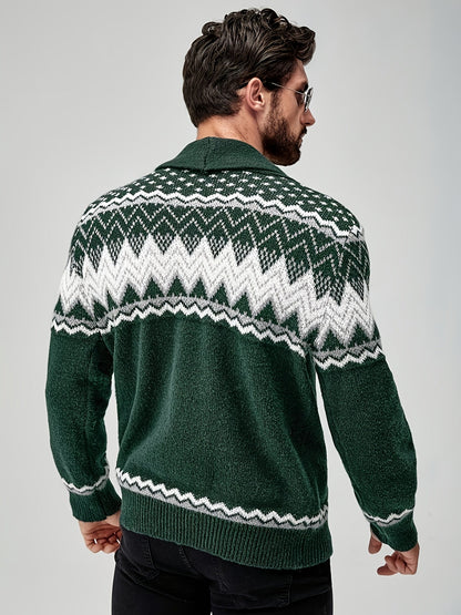 Matthew | Men's Stylish Geometric Pattern Cardigan for Winter