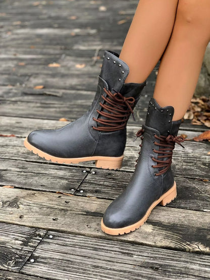 Susan | Women's Elegant Round-Toe Block Heel Boots