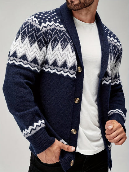 Matthew | Men's Stylish Geometric Pattern Cardigan for Winter