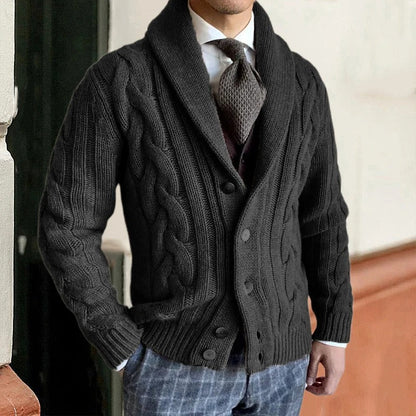 Kevin | Men's Cable Knit Jumper with Shawl Collar for Winter