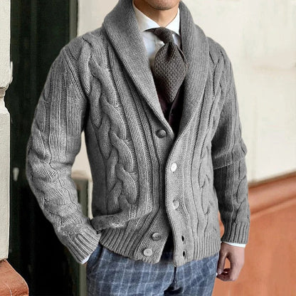 Kevin | Men's Cable Knit Jumper with Shawl Collar for Winter