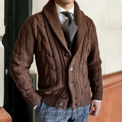 Kevin | Men's Cable Knit Jumper with Shawl Collar for Winter