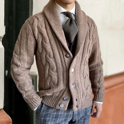 Kevin | Men's Cable Knit Jumper with Shawl Collar for Winter