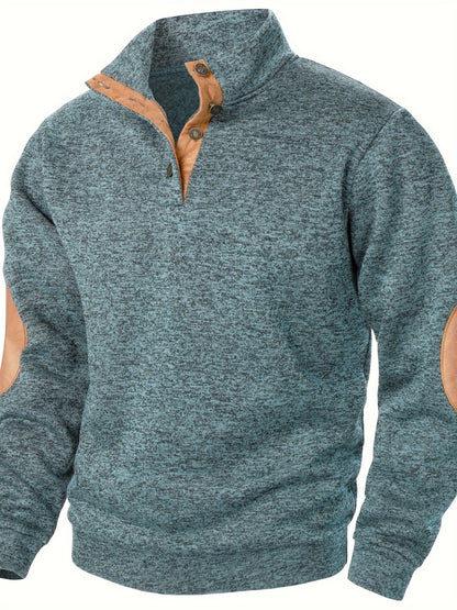 Leo | Men's Stand-Collar Button-Up Knit Sweatshirt