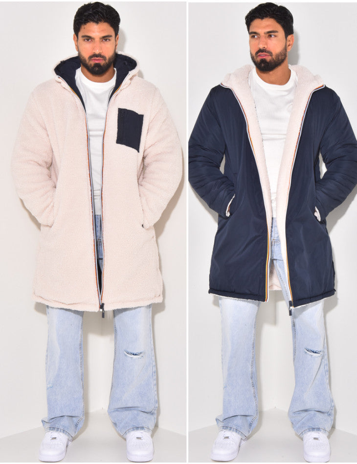 Ryan | Men's Long Warm Reversible Coat for Winter