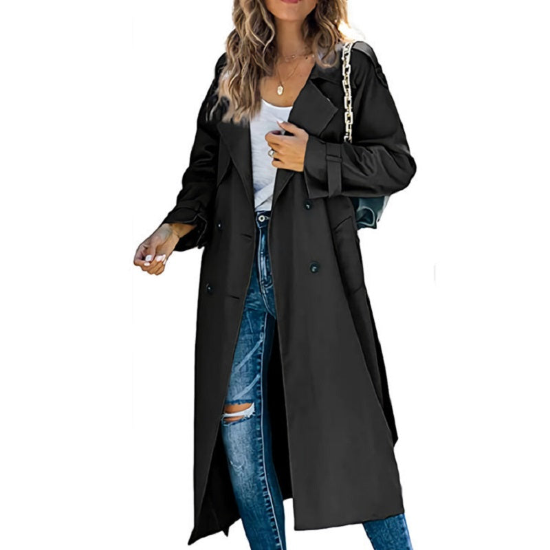 Kathy | Women's Elegant Double-Breasted Long Coat for Winter