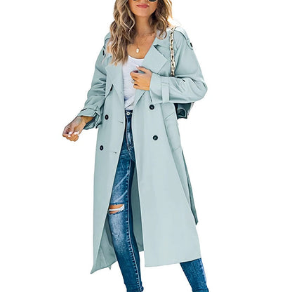 Kathy | Women's Elegant Double-Breasted Long Coat for Winter