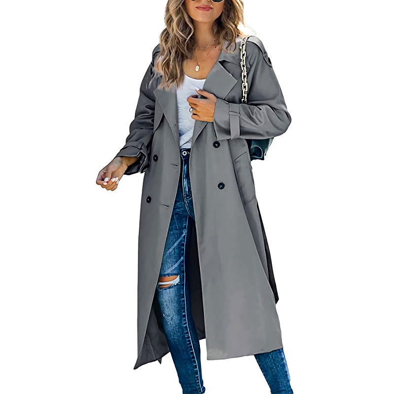 Kathy | Women's Elegant Double-Breasted Long Coat for Winter