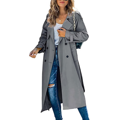 Kathy | Women's Elegant Double-Breasted Long Coat for Winter