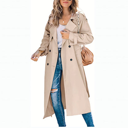 Kathy | Women's Elegant Double-Breasted Long Coat for Winter