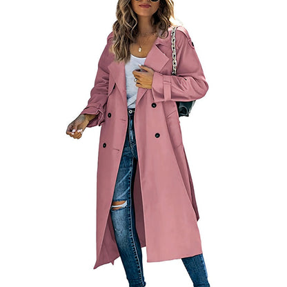 Kathy | Women's Elegant Double-Breasted Long Coat for Winter