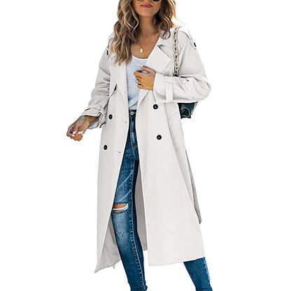 Kathy | Women's Elegant Double-Breasted Long Coat for Winter
