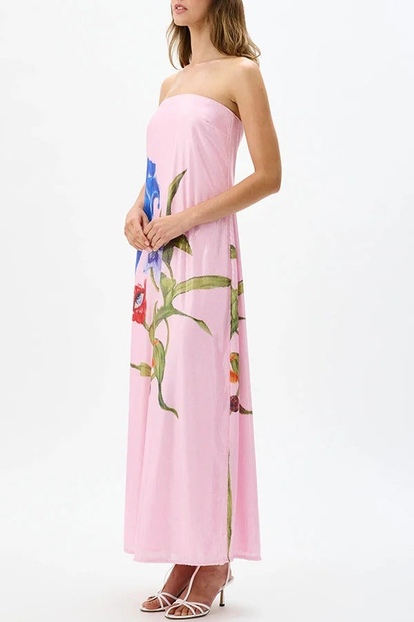 Glamorous Evening Sequin Floral Off-Shoulder A-Line Maxi Dress