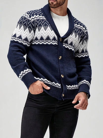 Matthew | Men's Stylish Geometric Pattern Cardigan for Winter