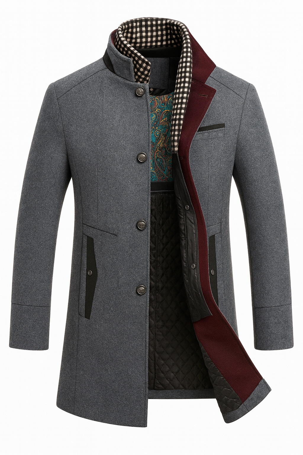 Tom | Men's Colourblock Wool Overcoat for Winter