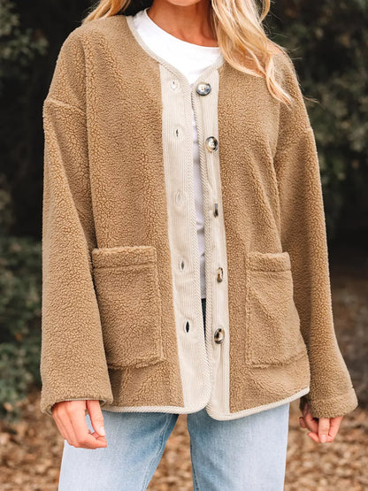 Leanne | Women's Cosy Button-Front Sherpa Teddy Jacket for Winter