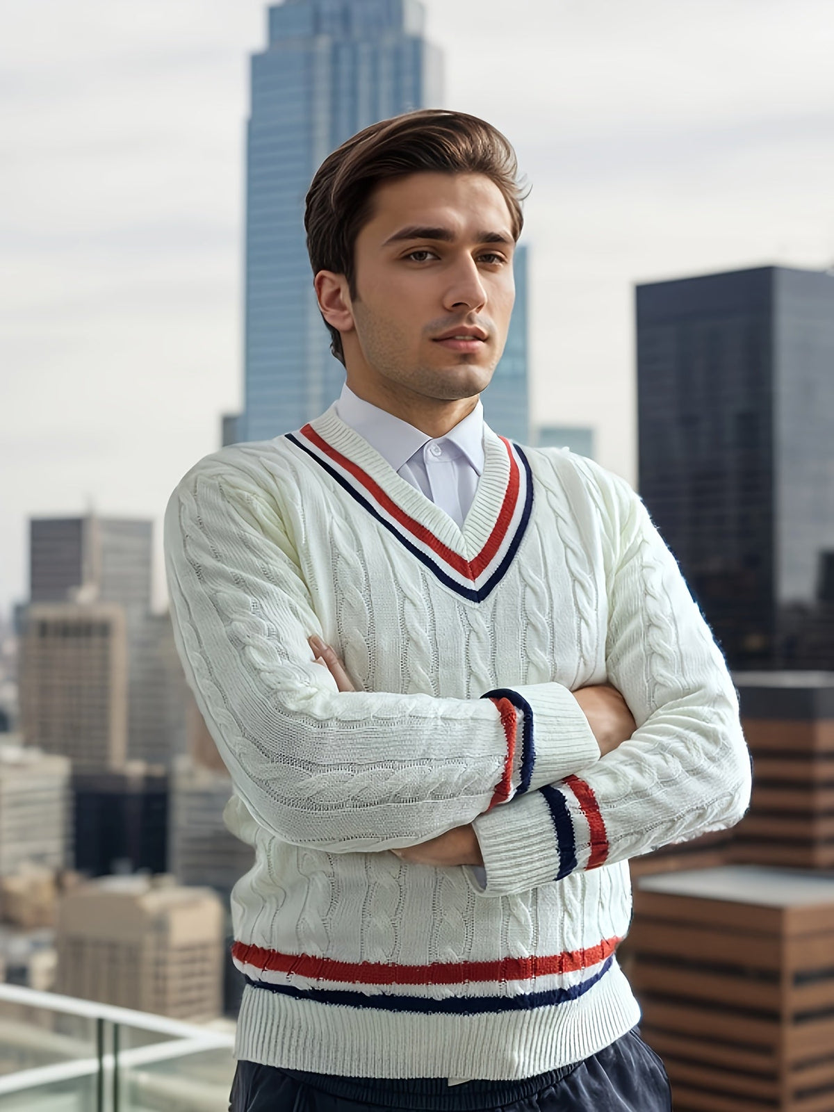 Toby | Men's Preppy V-Neck Jumper for Winter