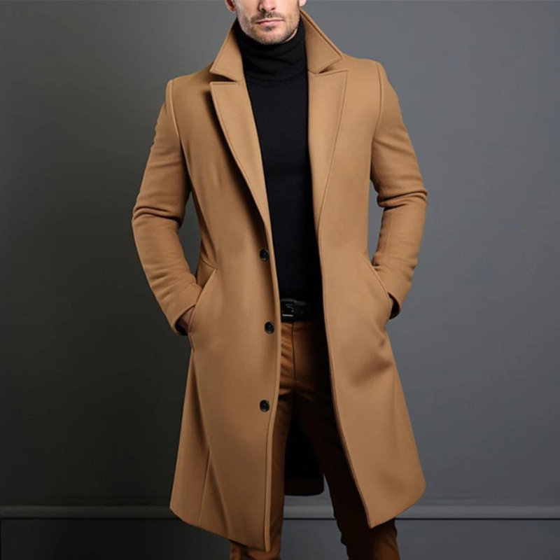 Elias | Men's Tailored Slim-Fit Long Coat for Winter
