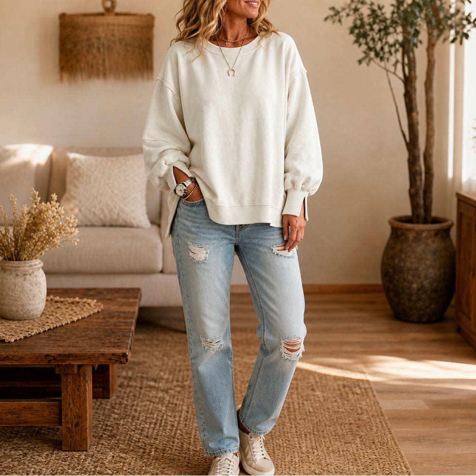 Stylish Exposed-Seam Cutout Cuff Sweatshirt