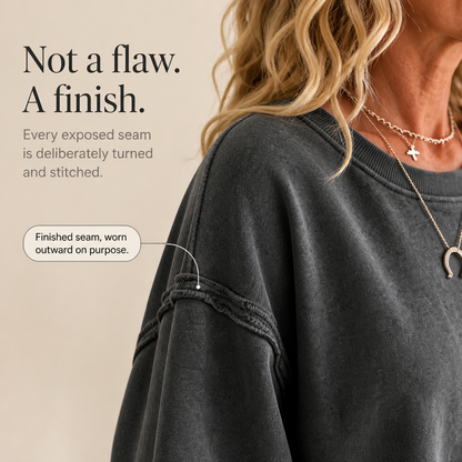 Stylish Exposed-Seam Cutout Cuff Sweatshirt