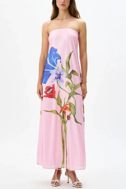 Glamorous Evening Sequin Floral Off-Shoulder A-Line Maxi Dress