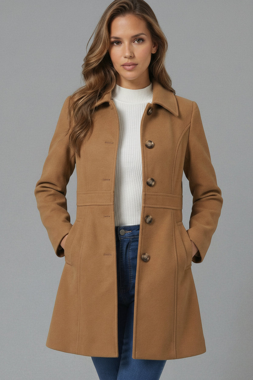 Cecile | Fitted A-Line Coat for Winter