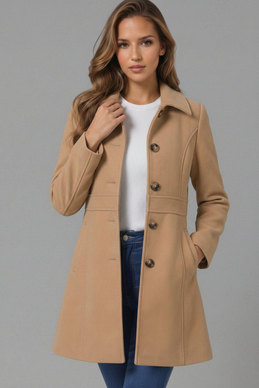 Cecile | Fitted A-Line Coat for Winter