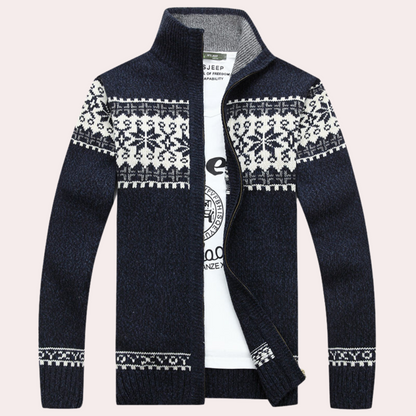 Harald | Men's Stylish Patterned Full-Zip Cardigan for Winter