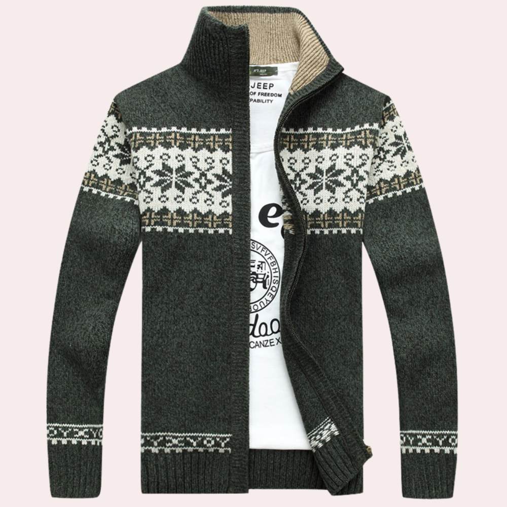Harald | Men's Stylish Patterned Full-Zip Cardigan for Winter