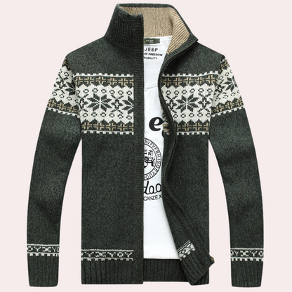 Harald | Men's Stylish Patterned Full-Zip Cardigan for Winter