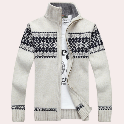 Harald | Men's Stylish Patterned Full-Zip Cardigan for Winter